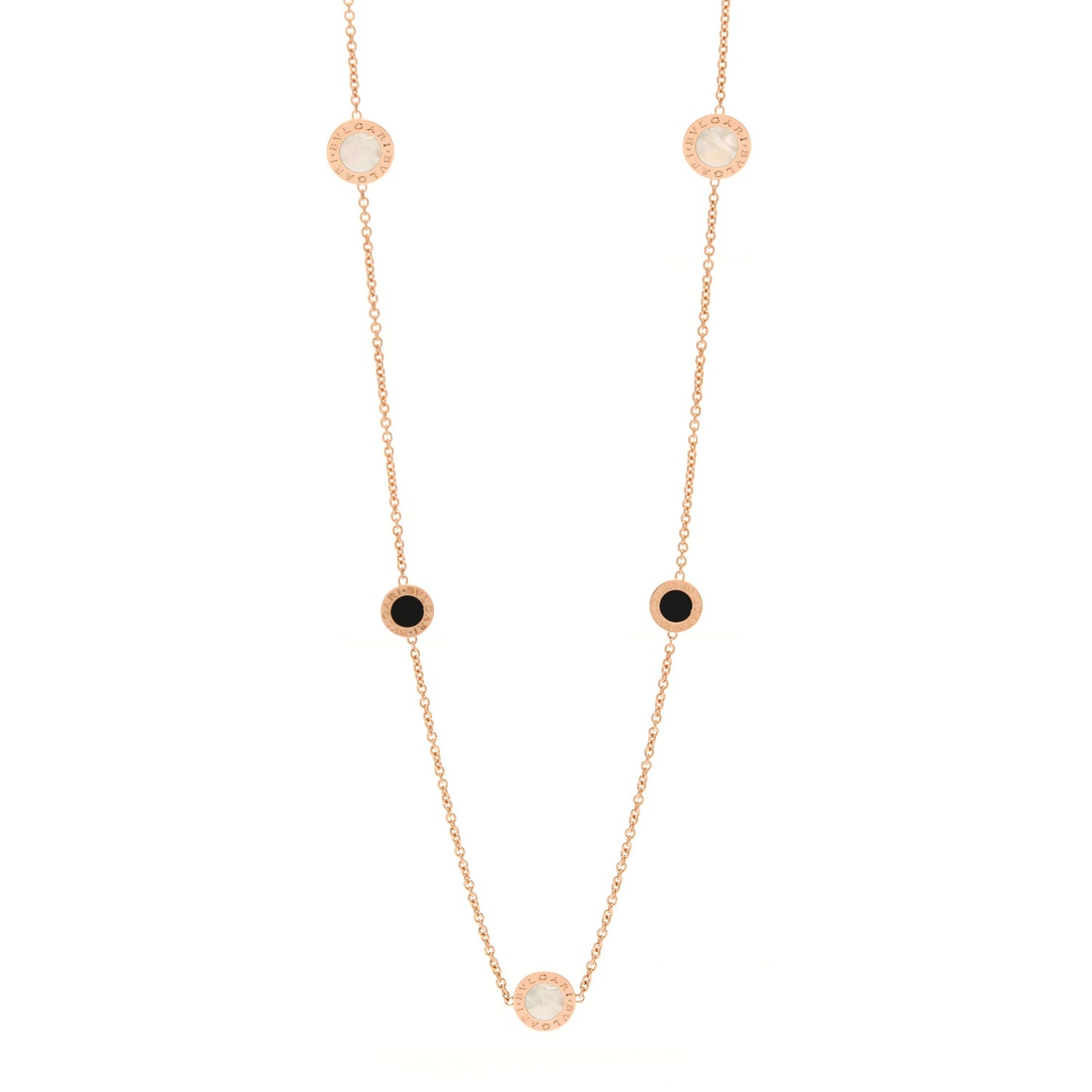 18K Rose Gold Black Onyx Mother of Pearl BVLGARI BVLGARI Long Station Necklace