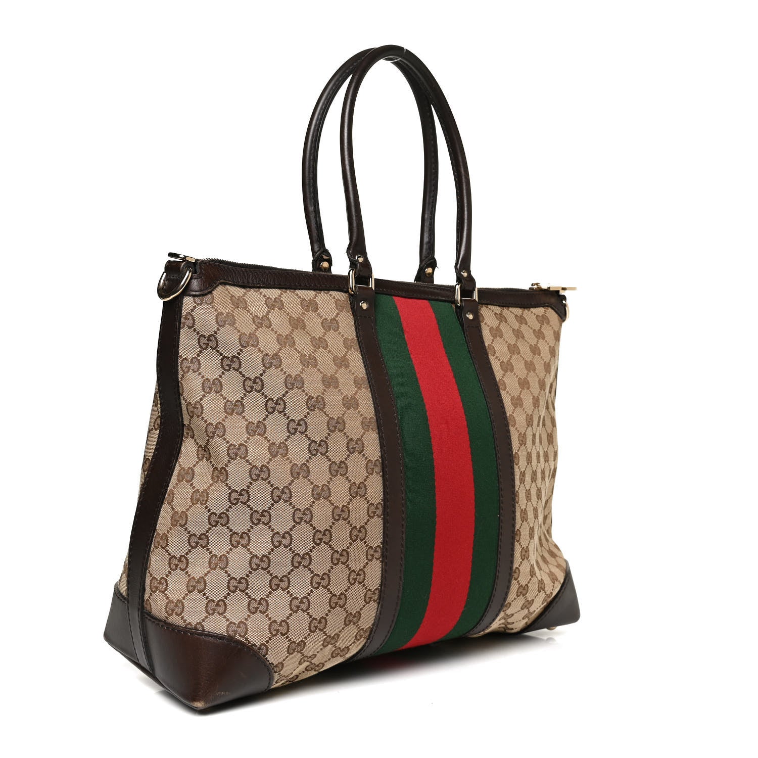 Gucci GG Canvas Vintage Web Large Tote Brown 3 of 12