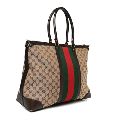 Gucci GG Canvas Vintage Web Large Tote Brown 3 of 12