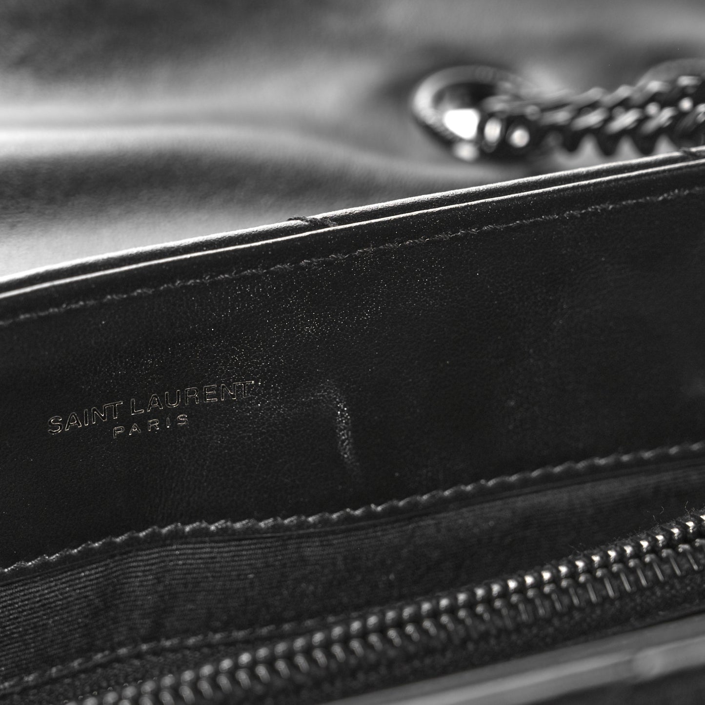 Calfskin Y Quilted Monogram Medium Loulou Chain Satchel Black