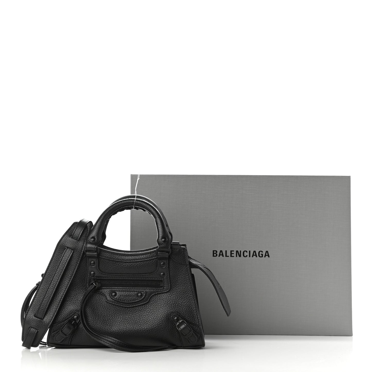 Grained Calfskin Neo Classic Black Hardware Mini City Black