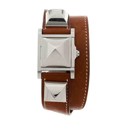 Hermes Stainless Steel Barenia 23mm Medor Double Tour Quartz Watch Fauve 2 of 5