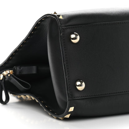 Valentino Garavani Vitello Rockstud Dome Shopper Black 9 of 11