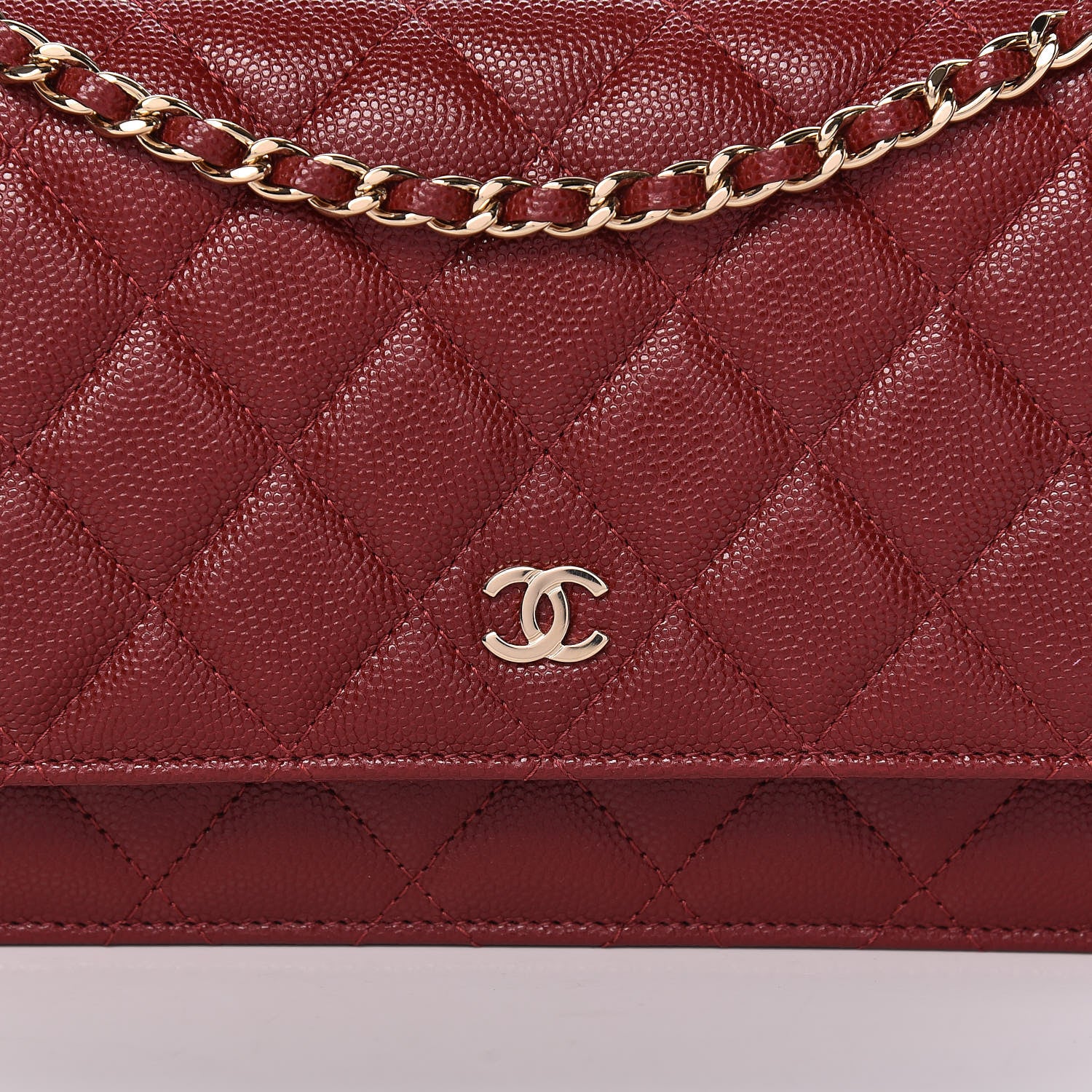 Chanel Caviar Quilted Wallet On Chain WOC Dark Red 11 of 12