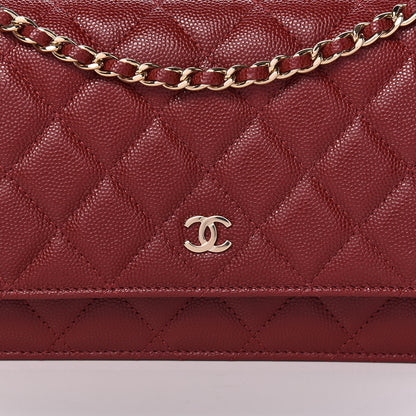 Chanel Caviar Quilted Wallet On Chain WOC Dark Red 11 of 12