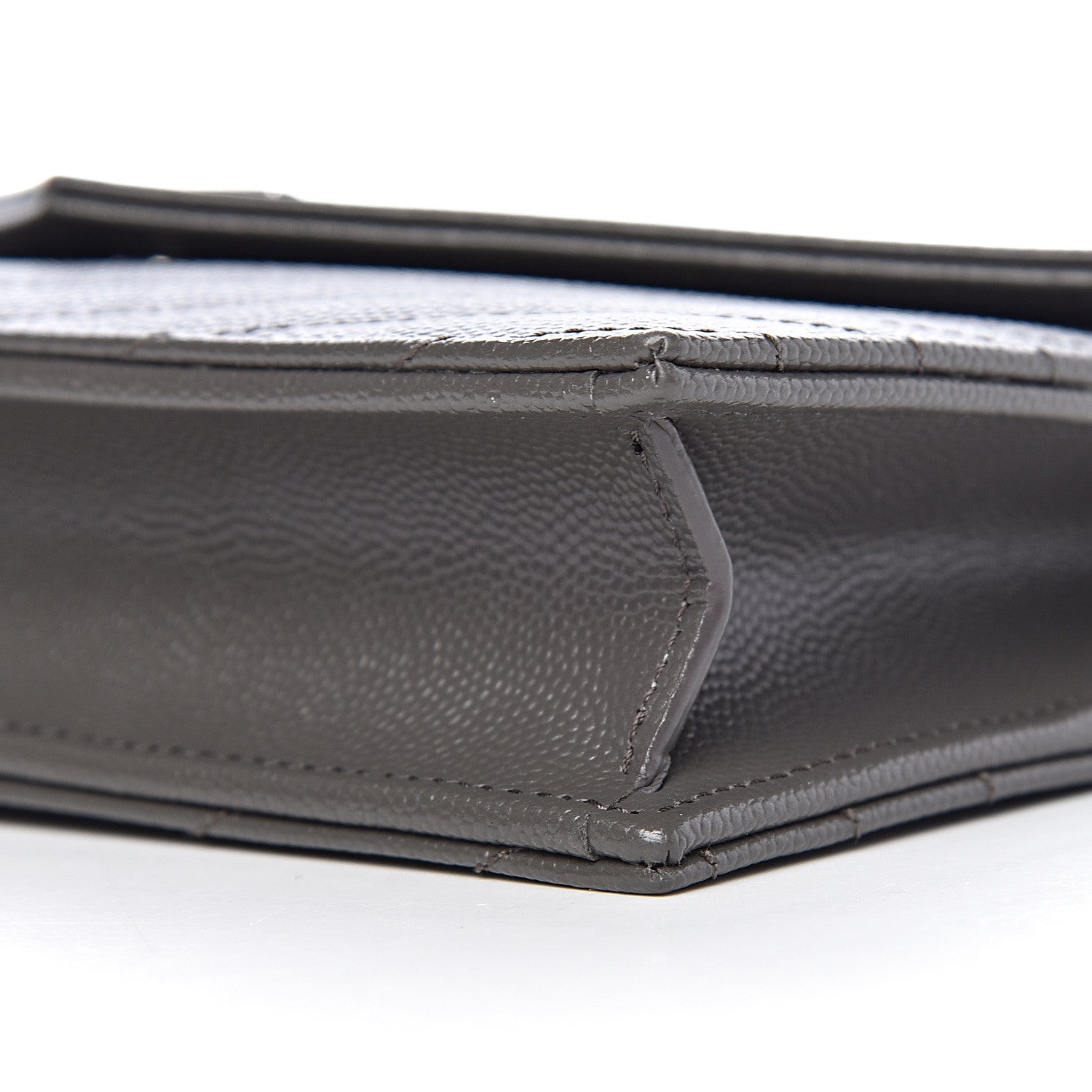 Saint Laurent Grain De Poudre Matelasse Chevron Monogram Envelope Chain Wallet Coal 7 of 10