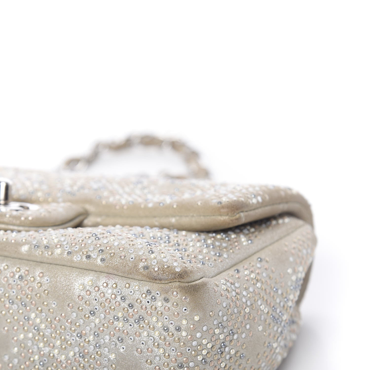 Chanel Iridescent Calfskin Studded Mini Flap Silver 12 of 14