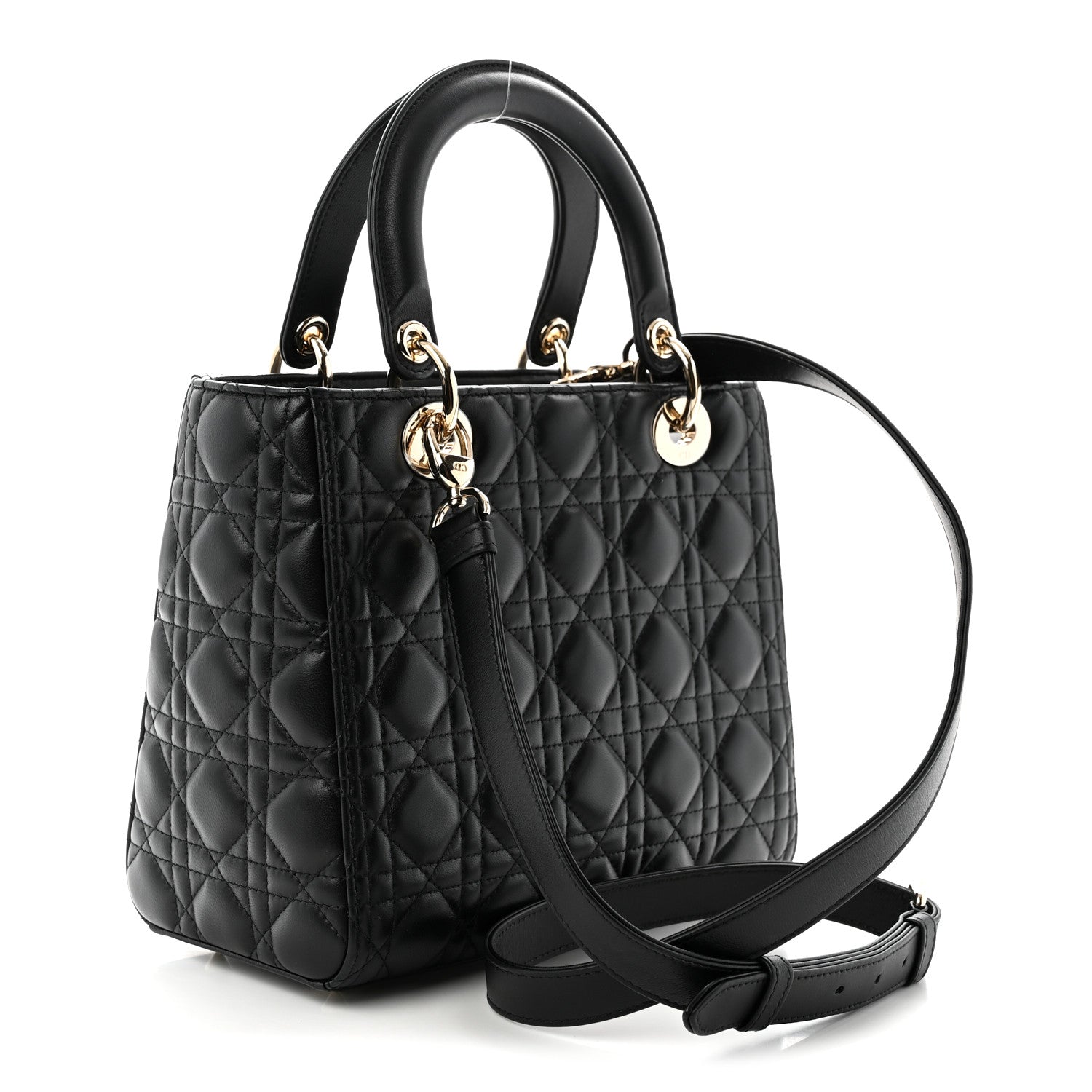 Christian Dior Lambskin Cannage Medium Lady Dior Black 3 of 11
