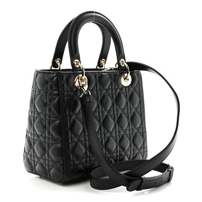 Christian Dior Lambskin Cannage Medium Lady Dior Black 3 of 11