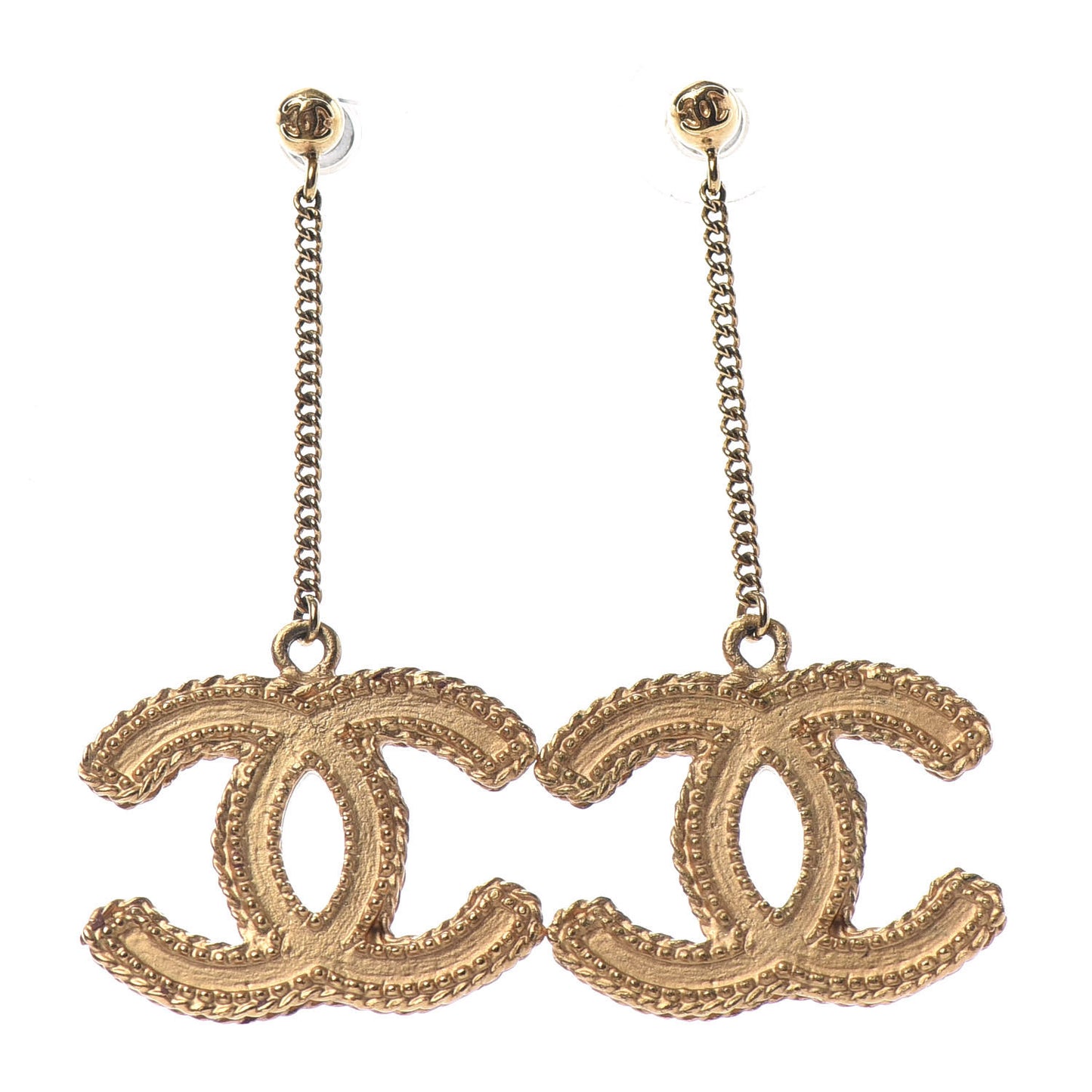CC Drop Earrings Matte Gold