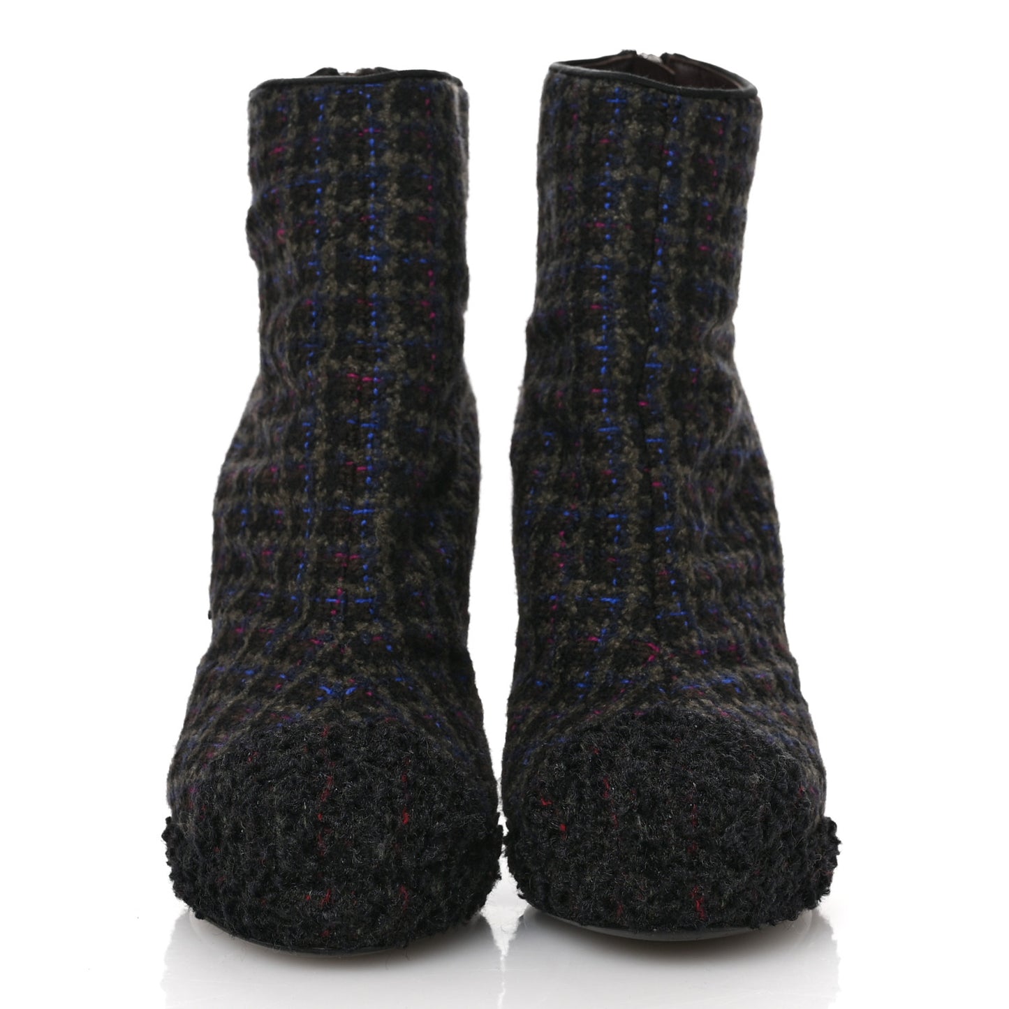 Tweed Short Ankle Boots 38 Multicolor