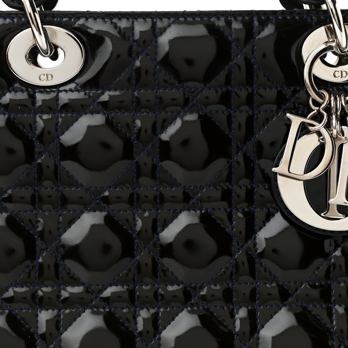 Patent Cannage Large Lady Dior Navy
