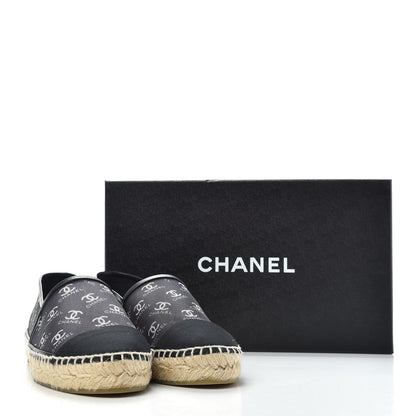 Chanel Mesh Grosgrain CC Espadrilles 38 Black White 10 of 10