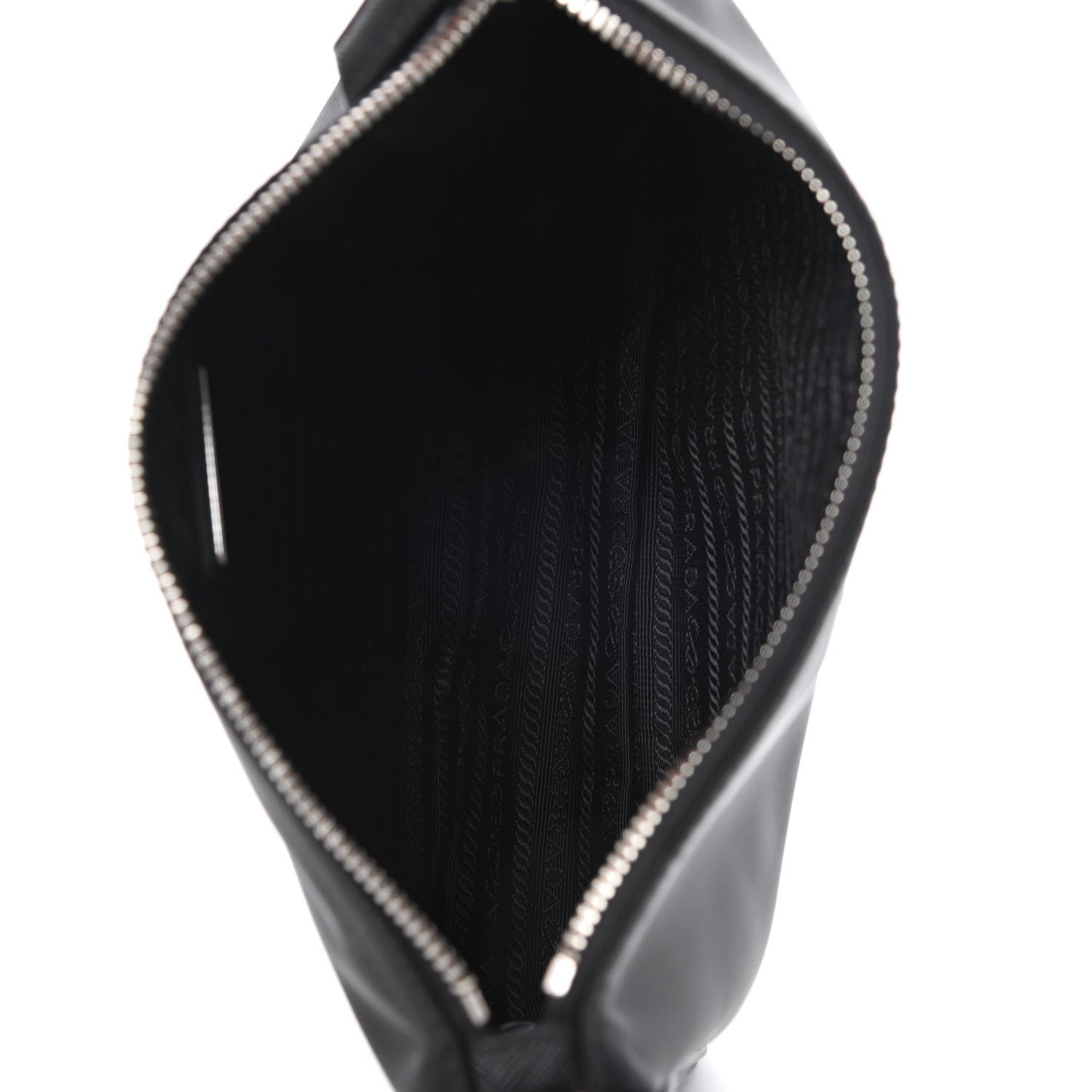 Prada Tessuto Nylon Saffiano Rubber Triangle Logo Pocket Zippered Shoulder Bag Black 5 of 11