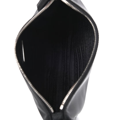 Prada Tessuto Nylon Saffiano Rubber Triangle Logo Pocket Zippered Shoulder Bag Black 5 of 11
