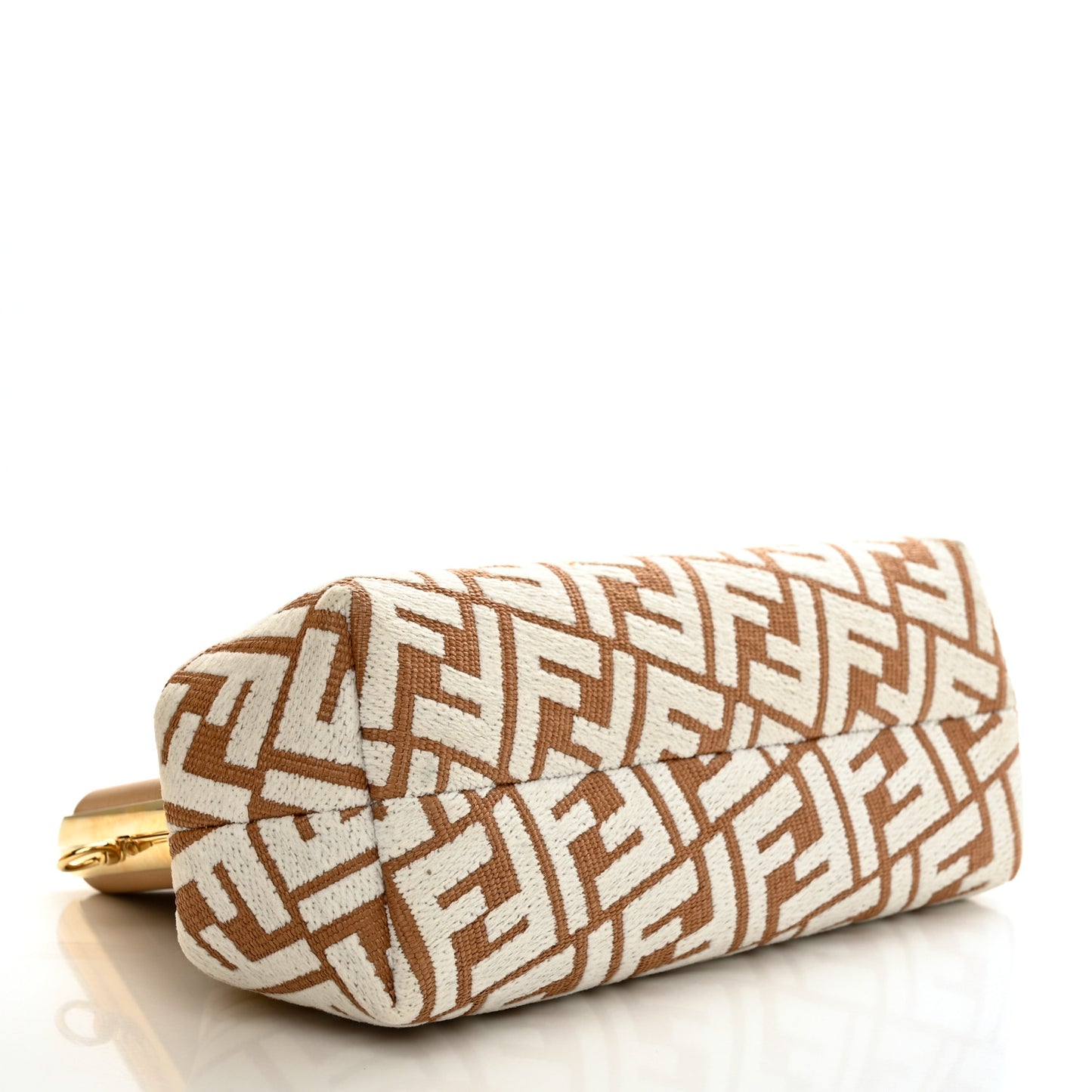 Raffia Chenille Shiny Nappa FF 1974 Small Fendi First Natural White Miele Scuro