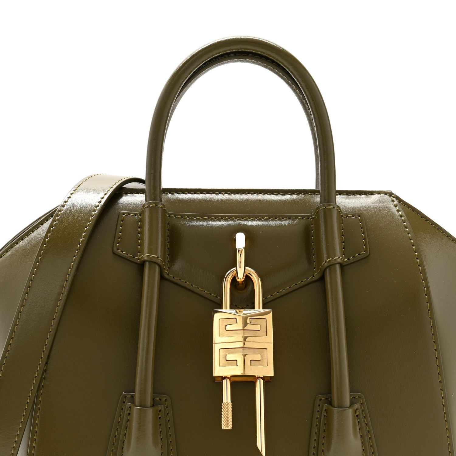 Givenchy Box Calfskin Mini Lock Antigona Shoulder Bag Dark Khaki 8 of 10