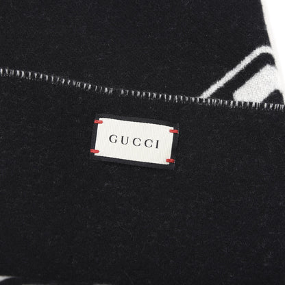 Gucci Wool Cashmere Logo Scarf Black 4 of 4