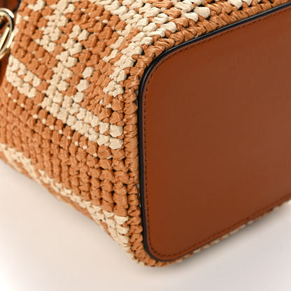 Fendi Raffia Vitello Seta F is Fendi FF Woven Mini Mon Tresor Bucket Bag Brick Natural 9 of 10