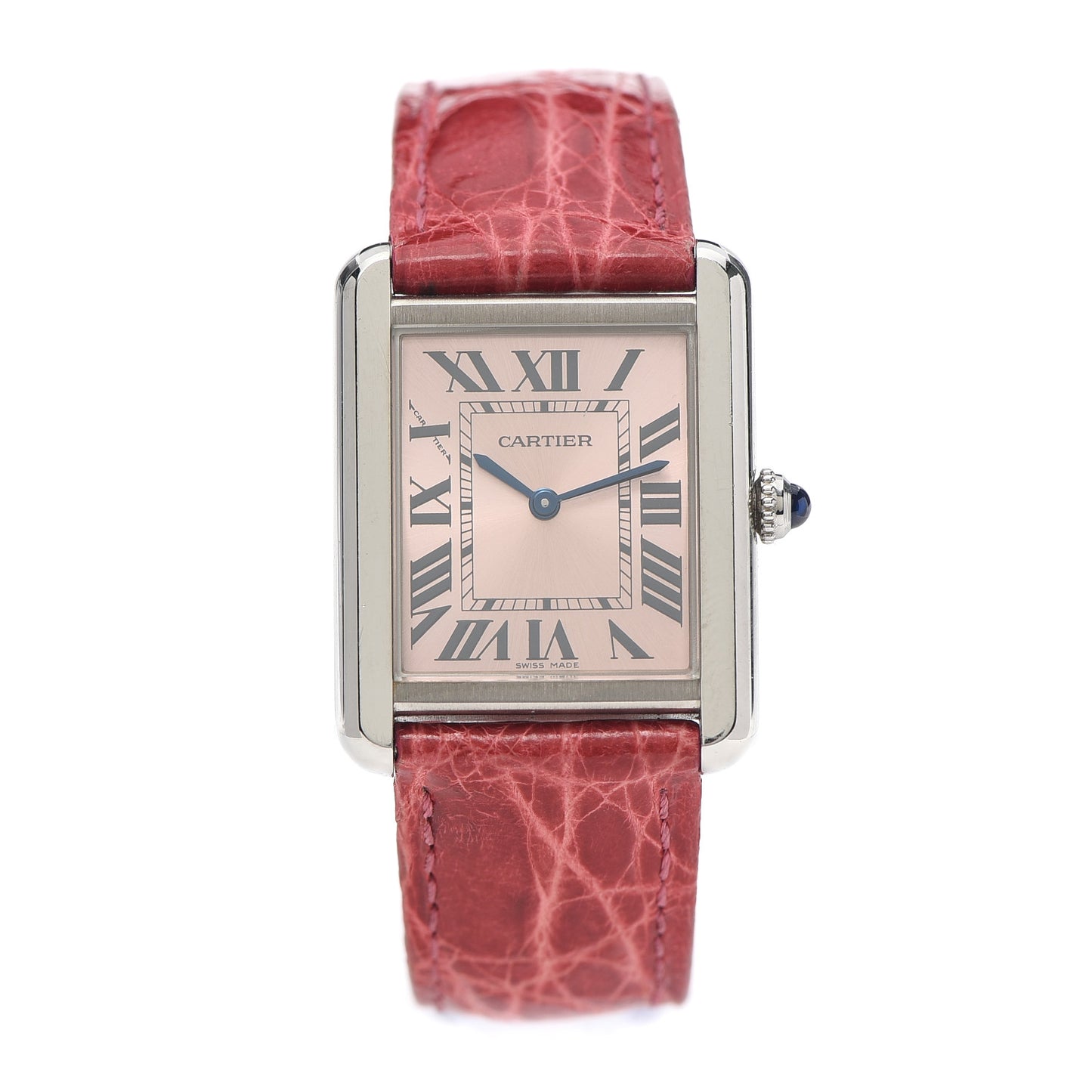 Stainless Steel Alligator 24mm Tank Solo Quartz Watch Red
