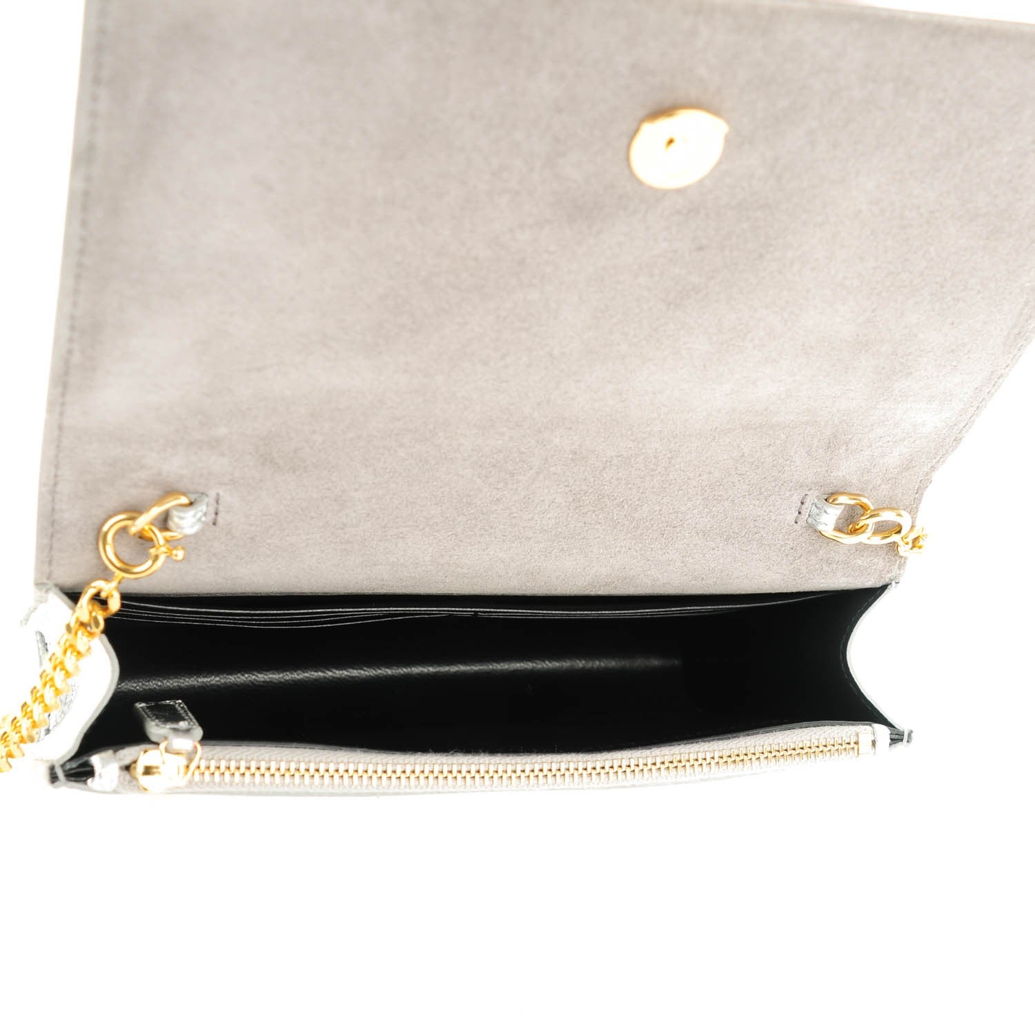 Saint Laurent Metallic Calfskin Kate Monogram Tassel Chain Wallet Silver 5 of 7