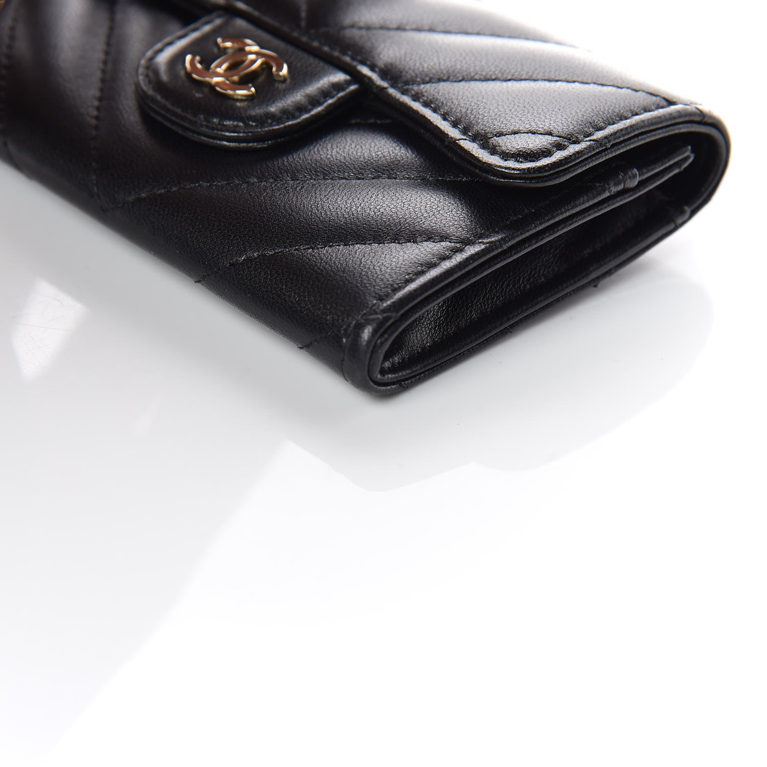 Chanel Lambskin Chevron Quilted Flap Card Holder Black 10 of 12