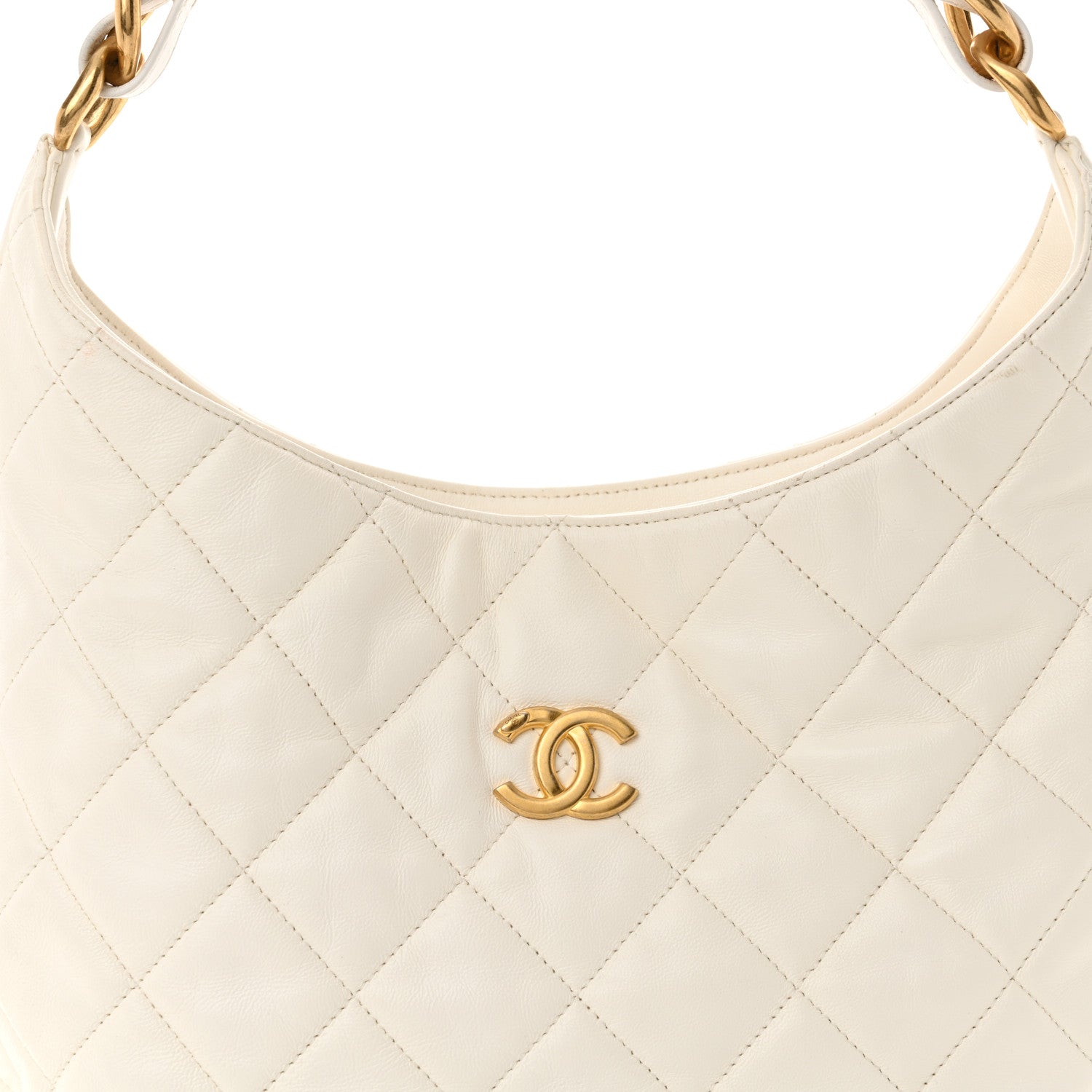 Chanel Lambskin Quilted Large CC Funky Town Hobo White 8 of 11
