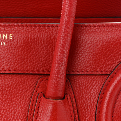 Celine Drummed Calfskin Micro Luggage Red 13 of 14