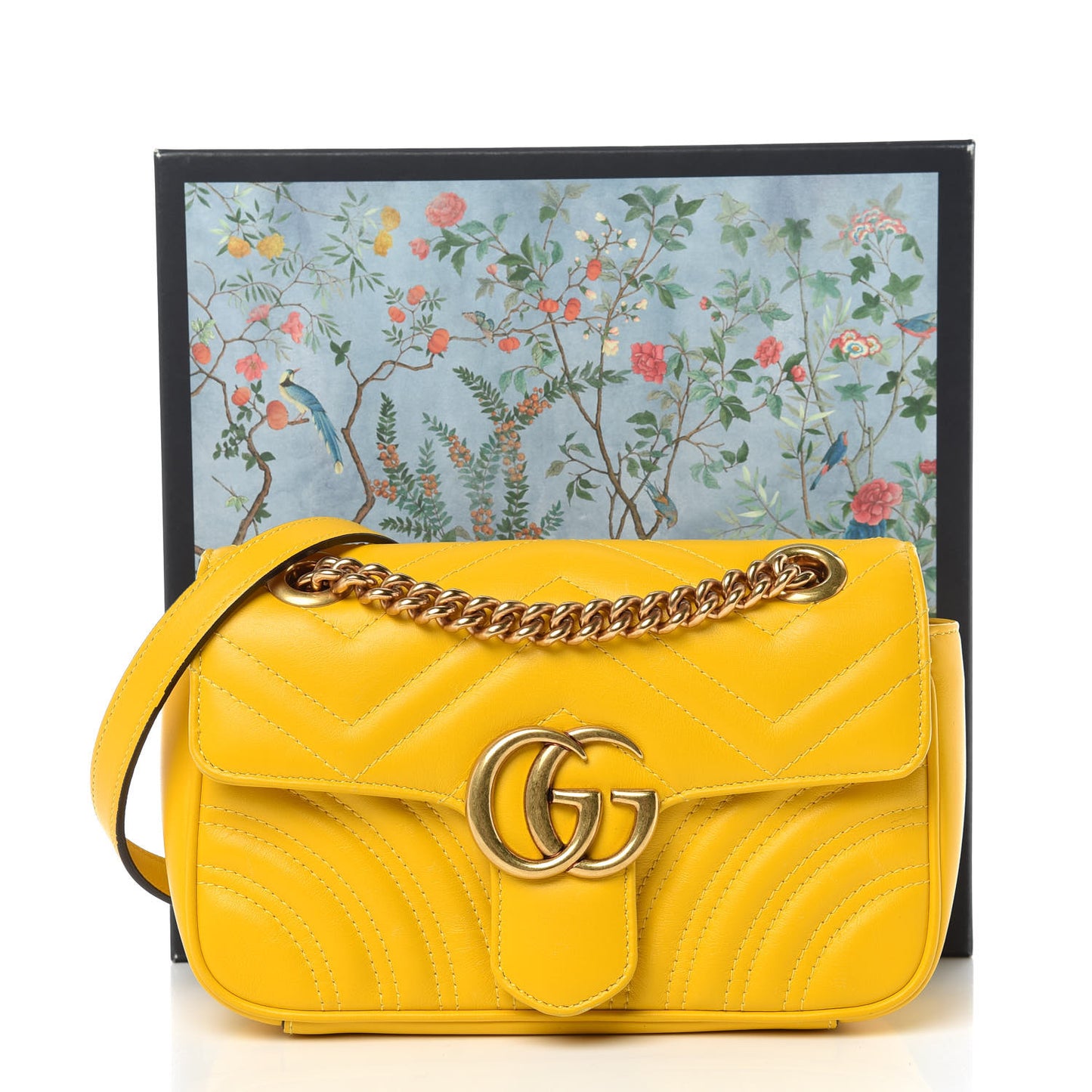 Calfskin Matelasse Mini GG Marmont Shoulder Bag Stone Topaz