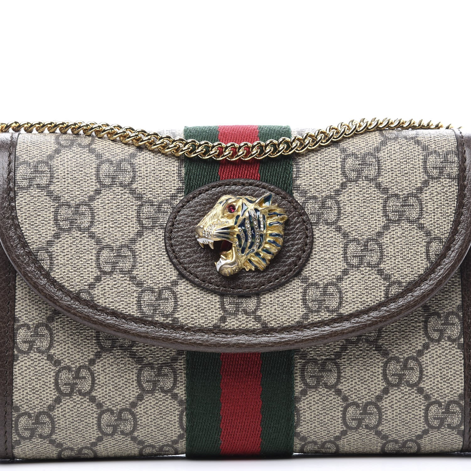 Gucci GG Supreme Monogram Web Mini Rajah Slim Flap Shoulder Bag Beige New Acero 11 of 11