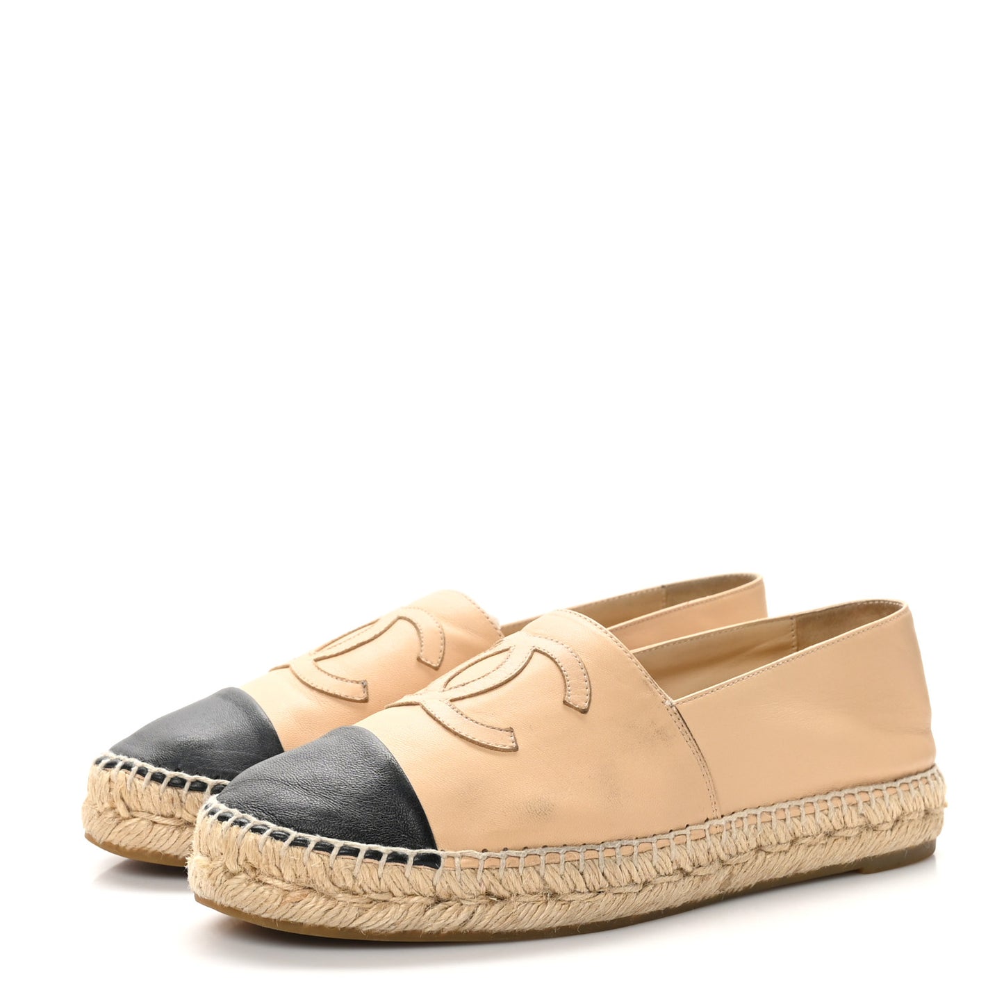 Lambskin CC Espadrilles 39 Beige Black