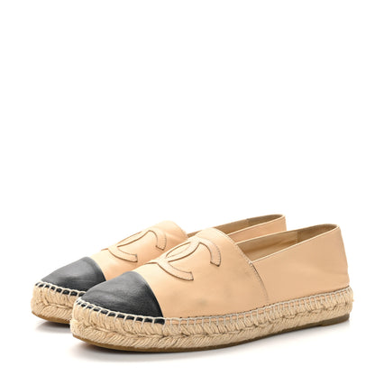 Chanel Lambskin CC Espadrilles 39 Beige Black 4 of 10