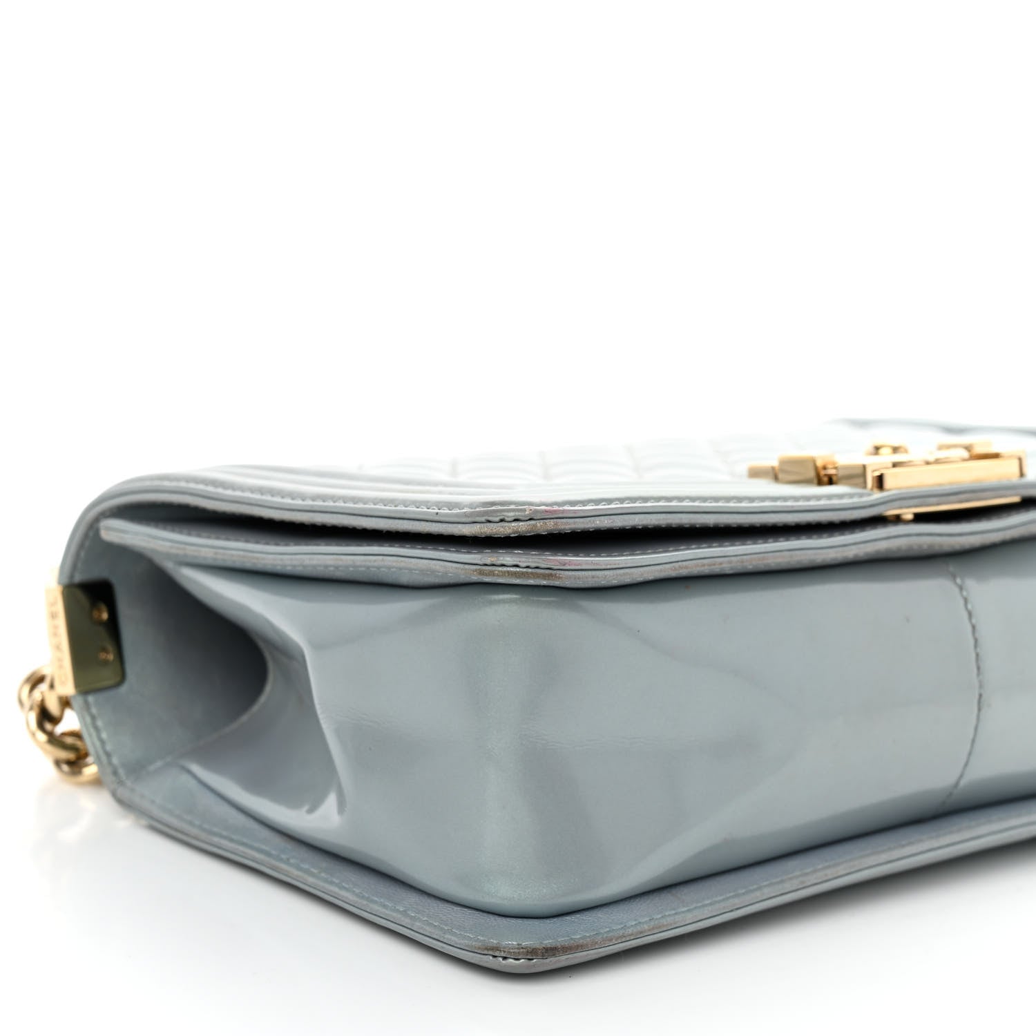 Chanel Iridescent Patent Calfskin Quilted Medium Boy Flap Light Blue 9 of 13