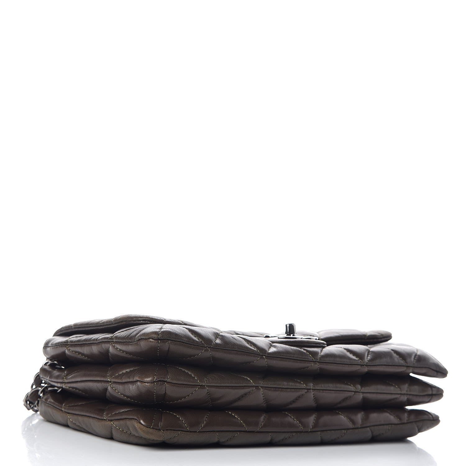 Chanel Lambskin Quilted 3 Accordion Flap Bag Dark Khaki 4 of 11