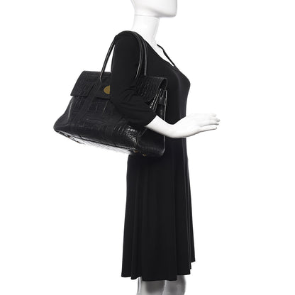 Mulberry Calfskin Crocodile Embossed Bayswater Black 2 of 10
