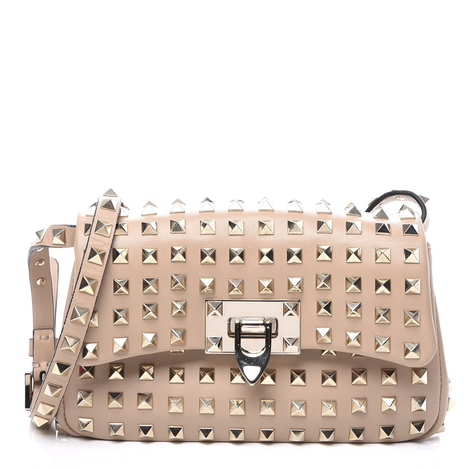 Valentino Garavani Vitello Mini Rockstud All Over Flap Saddle Crossbody Bag Rose Cannelle 1 of 11