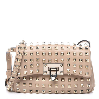 Valentino Garavani Vitello Mini Rockstud All Over Flap Saddle Crossbody Bag Rose Cannelle 1 of 11
