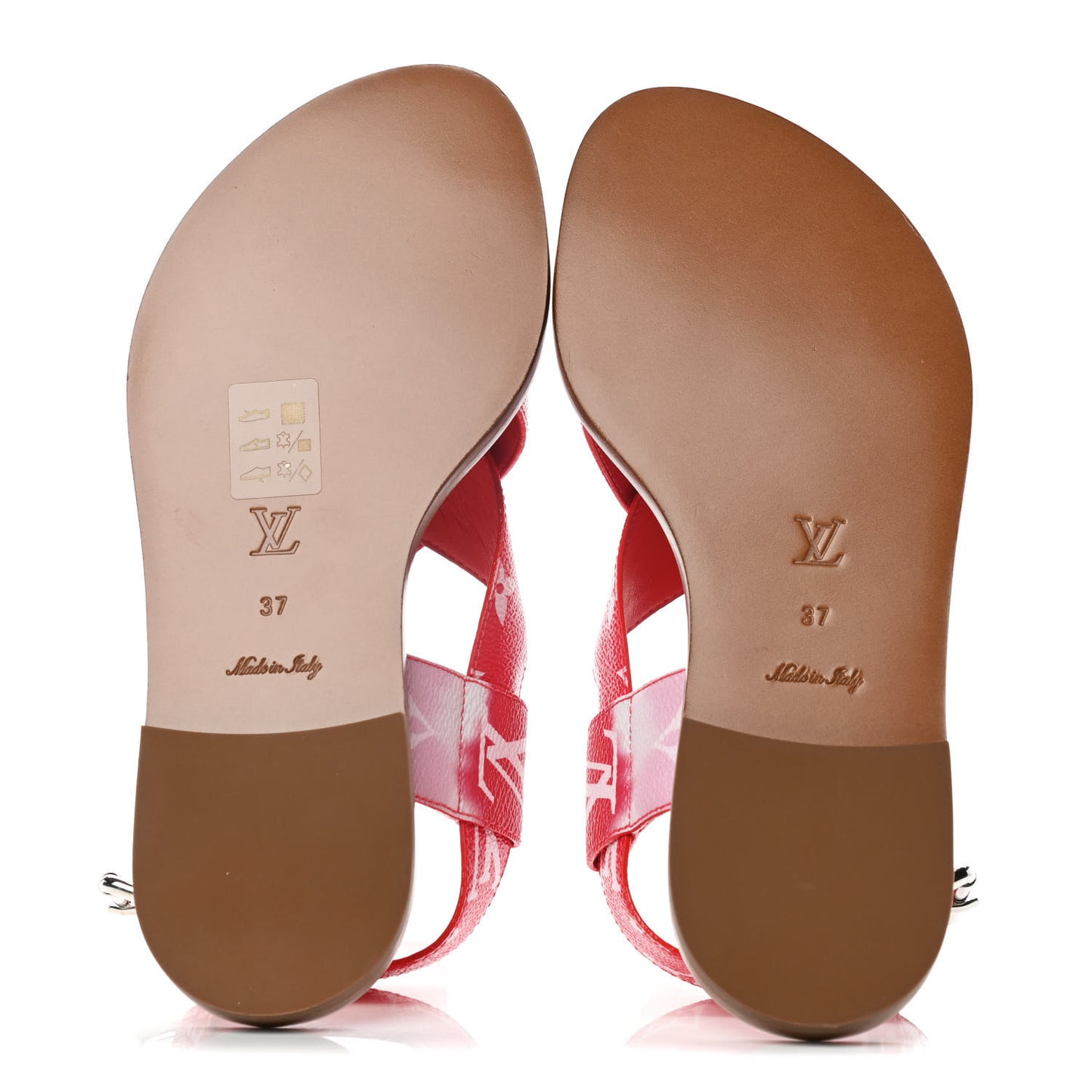 Monogram Escale Palma Flat Sandals 37 Rouge