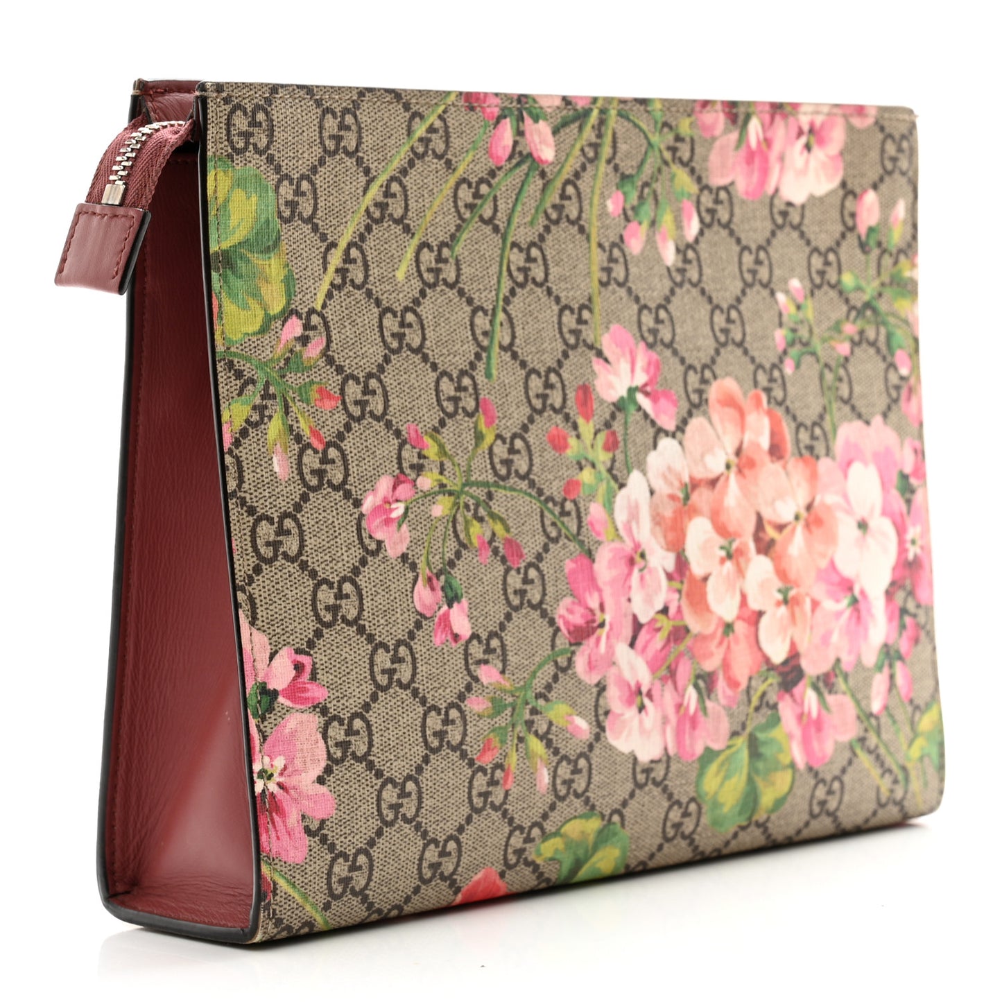 GG Supreme Monogram Blooms Large Cosmetic Case Beige Multicolor Dry Rose