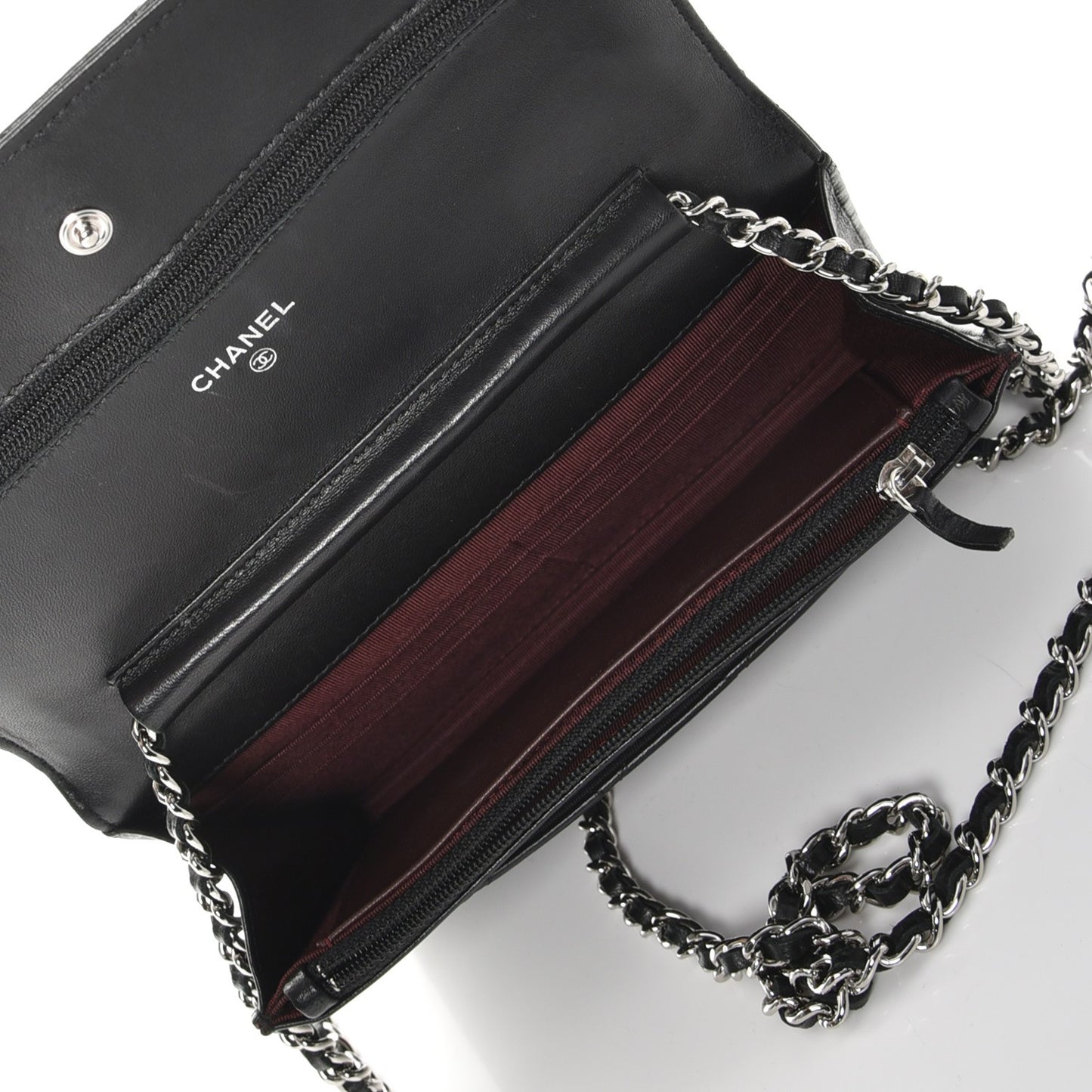 Lambskin Quilted Wallet On Chain WOC Black