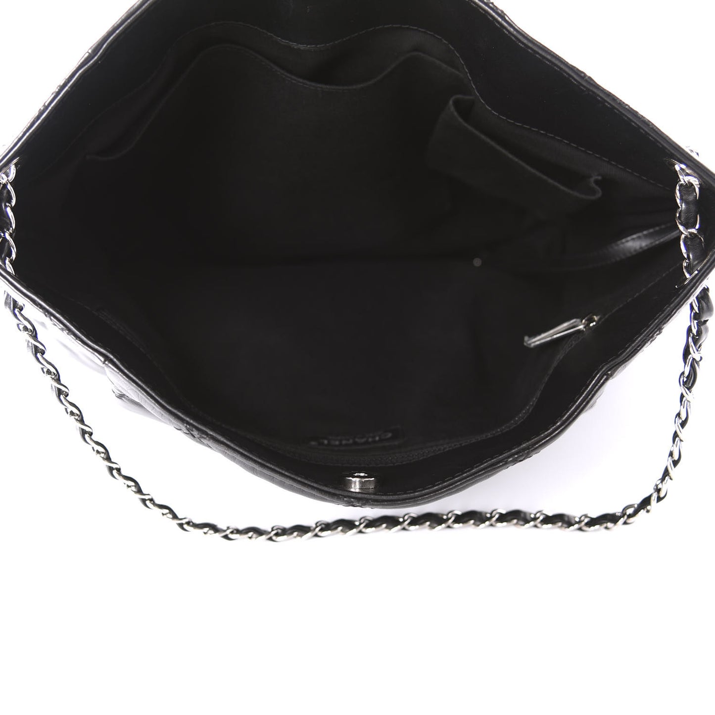 Calfskin Double Stitch Large Hamptons Shopping Tote Black