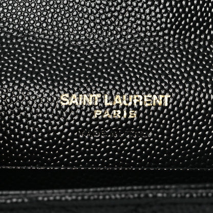 Saint Laurent Grain De Poudre Matelasse Chevron Small Monogram Envelope Wallet Black 6 of 7