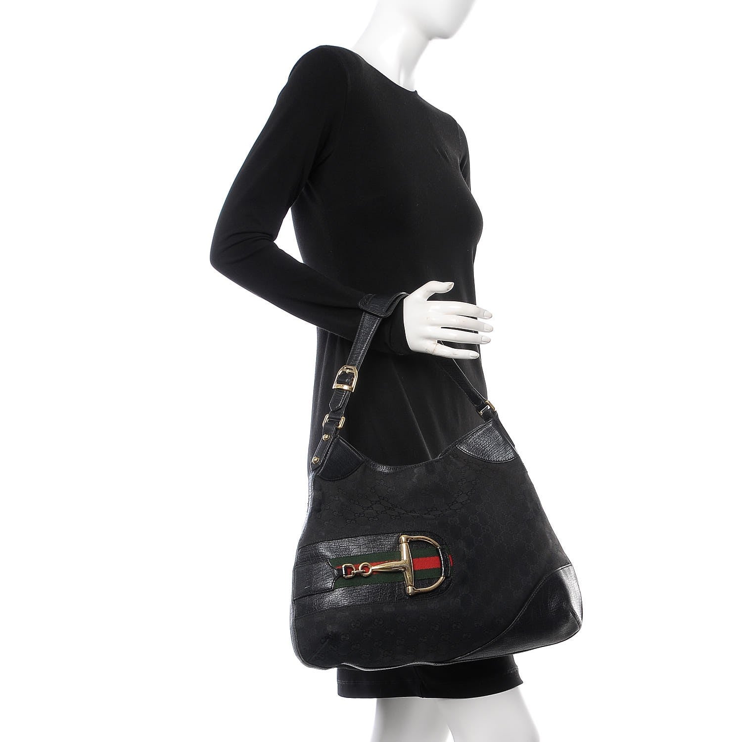 Gucci Monogram Web Hasler Hobo Black 2 of 14