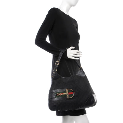 Gucci Monogram Web Hasler Hobo Black 2 of 14