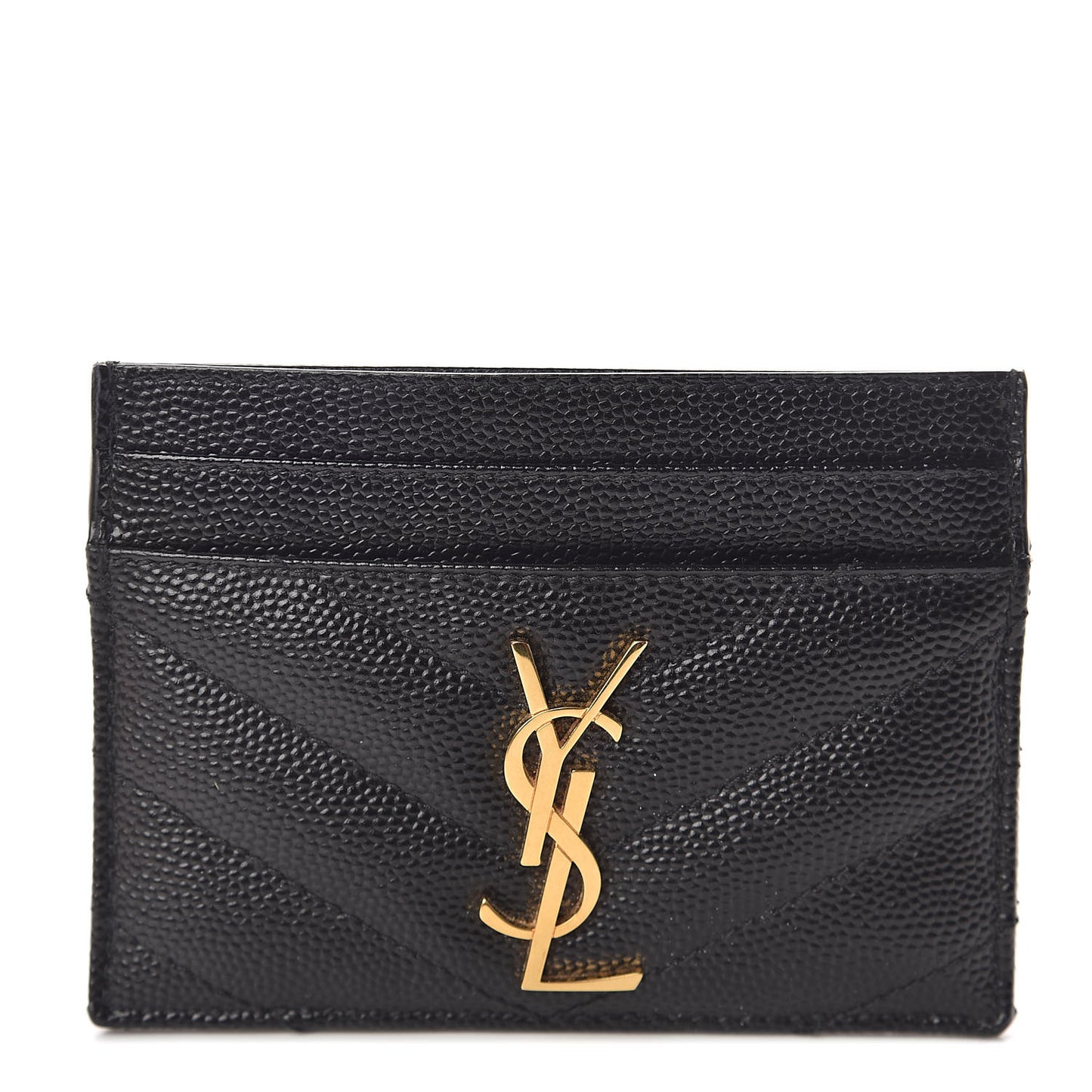 Grain De Poudre Matelasse Chevron Monogram Credit Card Case Black