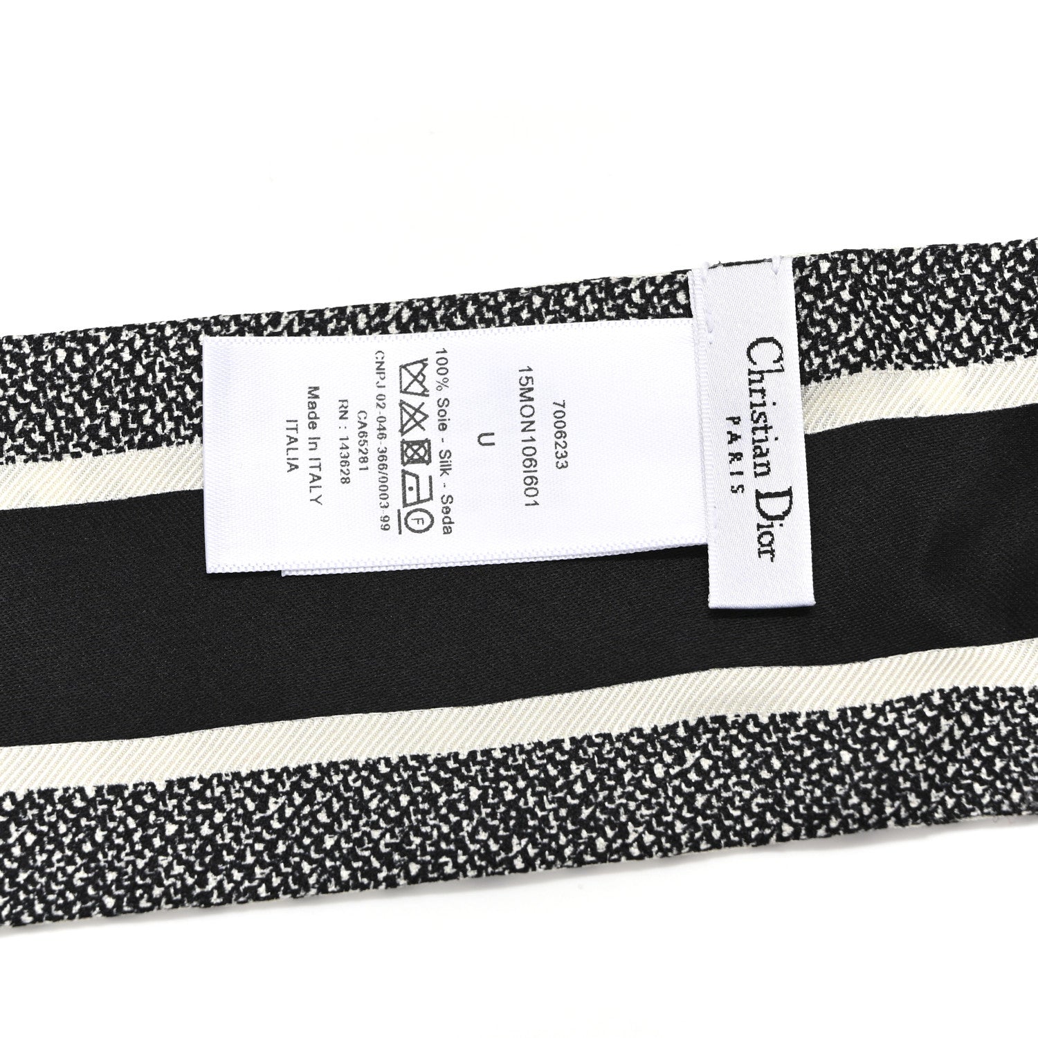 Christian Dior Silk Houndstooth Mitzah Scarf Black White 3 of 4