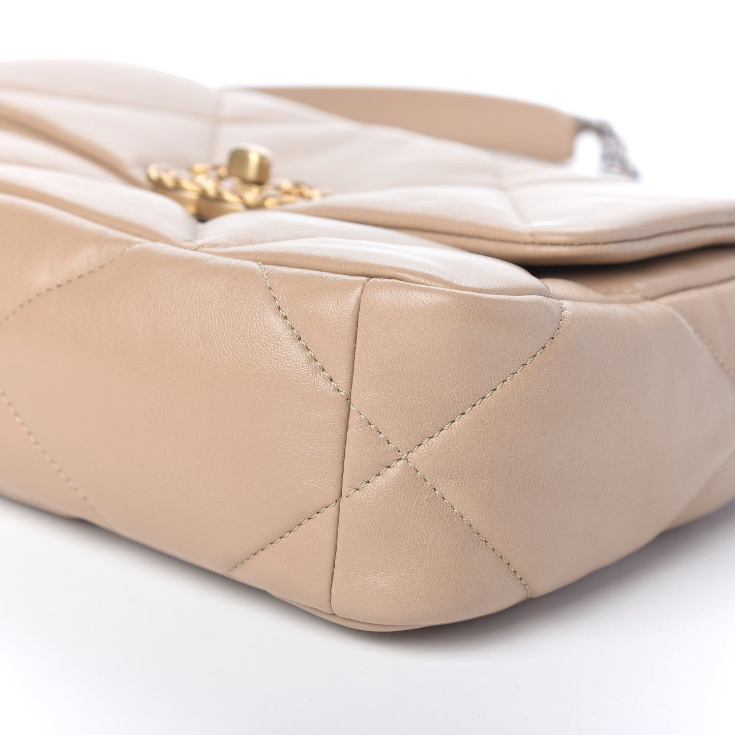 Lambskin Quilted Medium Chanel 19 Flap Dark Beige