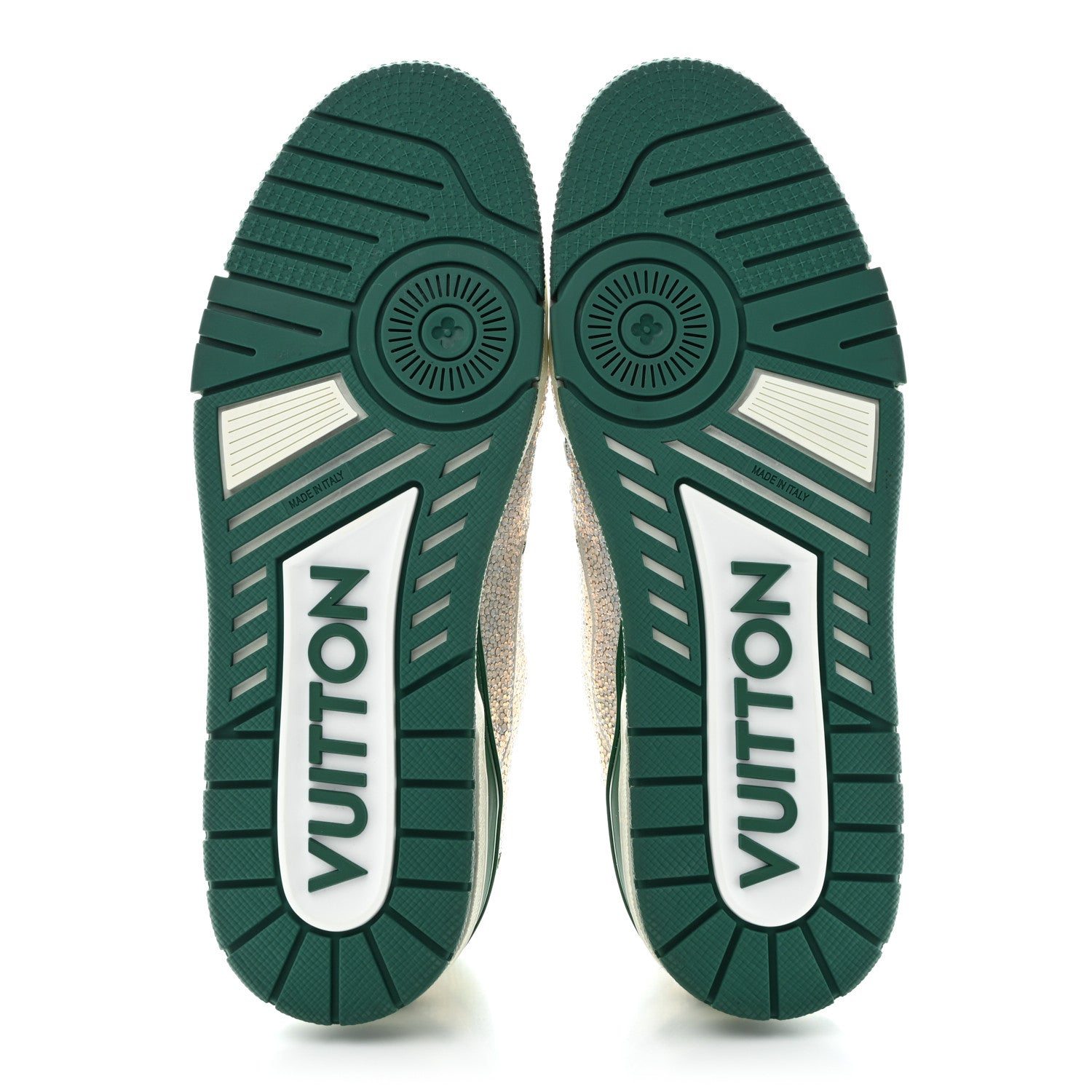 Louis Vuitton Crystal Mens LV Trainer Sneakers 8 Green White 5 of 10