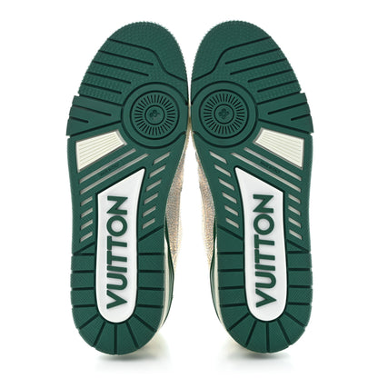 Louis Vuitton Crystal Mens LV Trainer Sneakers 8 Green White 5 of 10