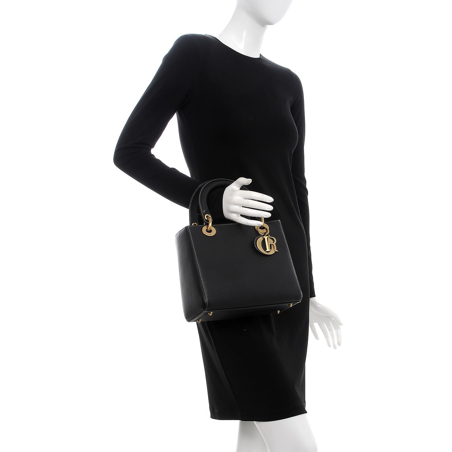 Christian Dior Grained Calfskin Medium Lady Dior Black 2 of 7